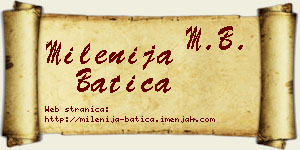 Milenija Batica vizit kartica